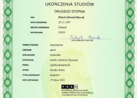Absolwent Akademii Wychowania Fizycznego w Warszawie- Studia Magisterskie